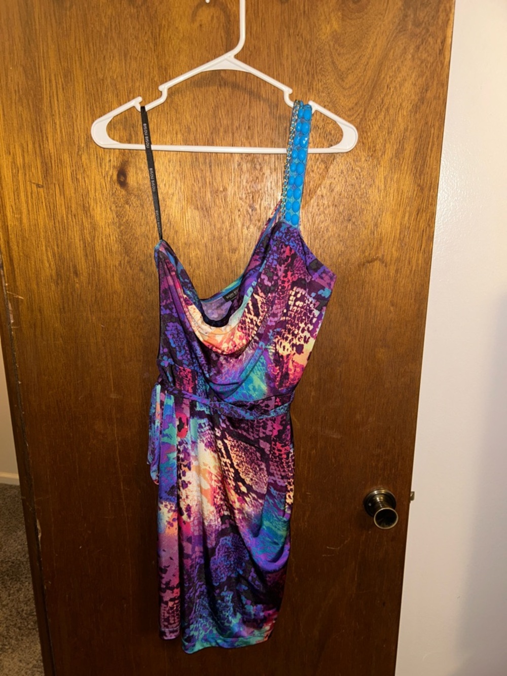 Bisou Bisou Purple Teal Pink Multicolor Printed Dress